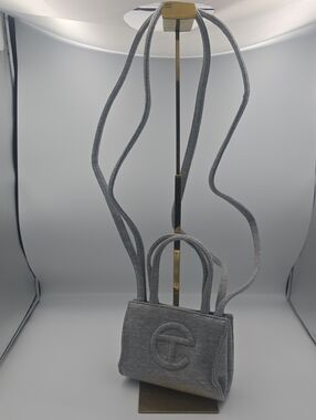 Telfar X Ugg Collab Embossed Light Gray Small Crossbody Shoppers Tote (EUC)🩶